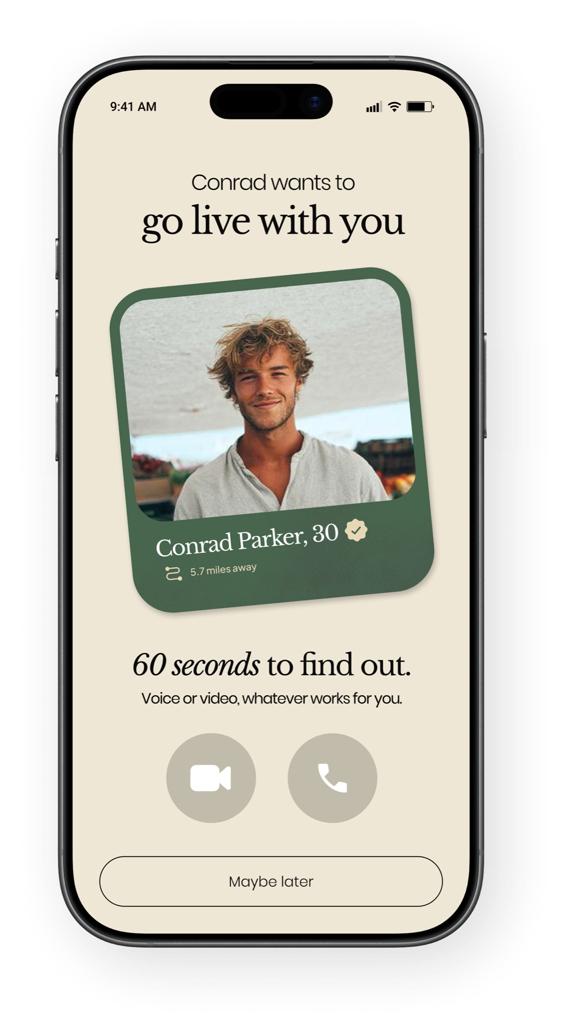 Twain 'go live with you' screen